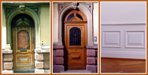 Rekonstruktion von Türen, Wandvertäfelungen, Sockelleisten, Fensternischen und -bretter